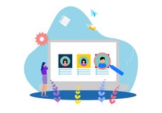 De vlakke malplaatjes van de ontwerpwebpagina van online rekruteringsbaan vector illustratie De vlakke malplaatjes van de ontwerpwebpagina van online rekruteringsbaan vector illustratie