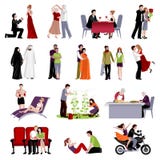 De Vlakke Reeks van parenmensen royalty-vrije illustratie De Vlakke Reeks van parenmensen royalty-vrije illustratie