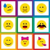 De vlakke Reeks van Pictogramemoji Vrolijk, Scheuren, Liefkozing en Andere Vectorvoorwerpen Omvat ook Frown, Pret, Partijelemente Royalty-vrije Stock Foto's De vlakke Reeks van Pictogramemoji Vrolijk, Scheuren, Liefkozing en Andere Vectorvoorwerpen Omvat ook Frown, Pret, Partijelemente Royalty-vrije Stock Foto's