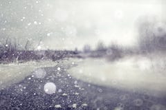 De winterbos met sneeuwval stock afbeelding De winterbos met sneeuwval stock afbeelding