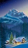 De winterlandschap met een Kerstboom vector illustratie De winterlandschap met een Kerstboom vector illustratie