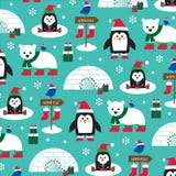 De winterpinguïnen en ijsberen stock illustratie De winterpinguïnen en ijsberen stock illustratie