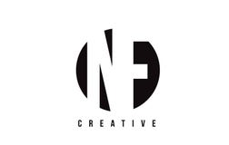 De Witte Brief Logo Design van N-F N-F met Cirkelachtergrond vector illustratie De Witte Brief Logo Design van N-F N-F met Cirkelachtergrond vector illustratie