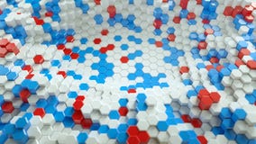 De witte rode en blauwe hexagon 3D vormen geven illustratie terug vector illustratie De witte rode en blauwe hexagon 3D vormen geven illustratie terug vector illustratie