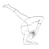 De yoga stelt, vrouwenhandstand, vector het kleuren tekeningsportret De meditatie, is bezig geweest met gymnastiek- meisje maakt vector illustratie De yoga stelt, vrouwenhandstand, vector het kleuren tekeningsportret De meditatie, is bezig geweest met gymnastiek- meisje maakt vector illustratie