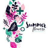 De zomer achtergrondmalplaatje met abstracte en bloemenelementen Kan voor reclame en uitnodigingen worden gebruikt royalty-vrije illustratie De zomer achtergrondmalplaatje met abstracte en bloemenelementen Kan voor reclame en uitnodigingen worden gebruikt royalty-vrije illustratie