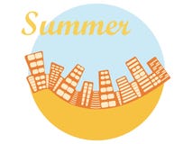 De zomercityscape De zomerstad Vector vector illustratie De zomercityscape De zomerstad Vector vector illustratie