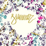 De zomerkaart op witte achtergrond met rond bloemenkader Bloemen kaart Verse de zomerillustratie Zomer, de zomerbehang, stock illustratie De zomerkaart op witte achtergrond met rond bloemenkader Bloemen kaart Verse de zomerillustratie Zomer, de zomerbehang, stock illustratie