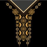 De zwarte en gouden hals van kleuren etnische bloemen De decoratieve grens van Paisley royalty-vrije illustratie De zwarte en gouden hals van kleuren etnische bloemen De decoratieve grens van Paisley royalty-vrije illustratie