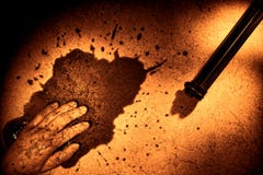 Dead Man Hand With Blood Splatter And Murder Gun Stock Photo Dead Man Hand With Blood Splatter And Murder Gun Stock Photo