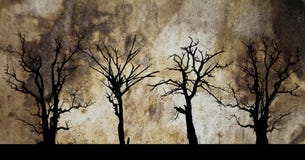 Dead Tree Silhouette In Leather Hides. Royalty Free Stock Photo