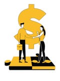 Puzzeled business deal on dollar stock illustration Puzzeled business deal on dollar stock illustration