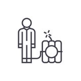 Debt problems,man with dynamite bomb vector line icon, sign, illustration on background, editable strokes royalty free illustration Debt problems,man with dynamite bomb vector line icon, sign, illustration on background, editable strokes royalty free illustration