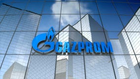 Editorial, Gazprom logo on glass building.