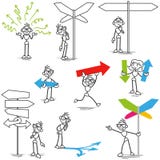 Decisão da seta do sentido do sinal de Stickman ilustração stock Decisão da seta do sentido do sinal de Stickman ilustração stock
