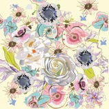 Decoraciones florales con las peonías, las rosas y las dalias stock de ilustración Decoraciones florales con las peonías, las rosas y las dalias stock de ilustración