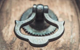 Metal Door Handle Knocker On Wooden Door stock images Metal Door Handle Knocker On Wooden Door stock images