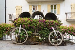 Decorative car with flowers in street Levico Termen, Italy stock images Decorative car with flowers in street Levico Termen, Italy stock images