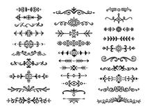 Decorative dividers. Text lines vintage hand drawn border decoration design elements dividing line doodle vector