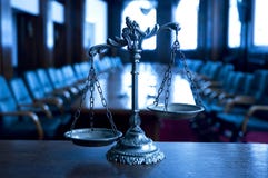 Decorative Scales Of Justice In The Courtroom Royalty Free Stock Photography
