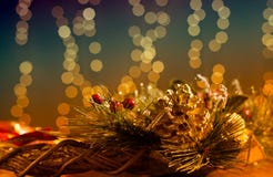 Decoração do Natal com luzes do feriado Foto de Stock Royalty Free Decoração do Natal com luzes do feriado Foto de Stock Royalty Free