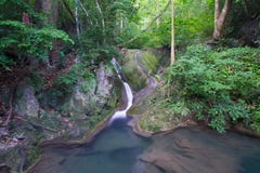 Deep Forest Waterfall (Erawan Waterfall) Royalty Free Stock Image
