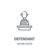 defendant icon vector from law and justice collection. Thin line defendant outline icon vector illustration. Linear symbol for use stock illustration defendant icon vector from law and justice collection. Thin line defendant outline icon vector illustration. Linear symbol for use stock illustration