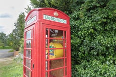 Defibrillator located in old disused red telephone box royalty free stock photography Defibrillator located in old disused red telephone box royalty free stock photography