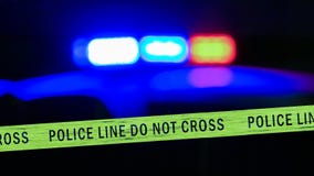 Defocused police car siren with boundary tape stock photo Defocused police car siren with boundary tape stock photo