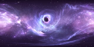 360 degree massive black hole panorama, equirectangular projection, environment map. HDRI spherical panorama. Space background wit