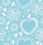 Dekorativ sömlös modell för vinter Gullig bakgrund med hjärtor och blommor Utsmyckad textur för tyg för tapeter, tryck, hantverk, Royaltyfri Fotografi Dekorativ sömlös modell för vinter Gullig bakgrund med hjärtor och blommor Utsmyckad textur för tyg för tapeter, tryck, hantverk, Royaltyfri Fotografi