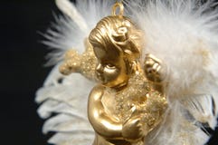del för prydnad för iv för ängeljul guld- arkivfoton del för prydnad för iv för ängeljul guld- arkivfoton