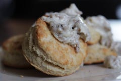 Delicious Biscuits and Gravy stock photo Delicious Biscuits and Gravy stock photo