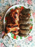 Delicious Egyptian Arabic Food Chicken ribs and Kofta Meat royalty free stock photos Delicious Egyptian Arabic Food Chicken ribs and Kofta Meat royalty free stock photos