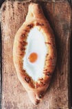 Delicious Georgian bread with egg and cheese royalty free stock photo Delicious Georgian bread with egg and cheese royalty free stock photo