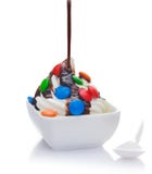 Delicious Ice Cream Topped With Pouring Chocolate Royalty Free Stock Photo Delicious Ice Cream Topped With Pouring Chocolate Royalty Free Stock Photo