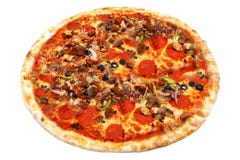 Delicious italian pizza over white stock photography Delicious italian pizza over white stock photography