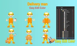Delivery Man Character Set vector illustration Delivery Man Character Set vector illustration