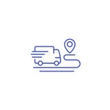 Delivery service icon, van and destination point royalty free illustration Delivery service icon, van and destination point royalty free illustration