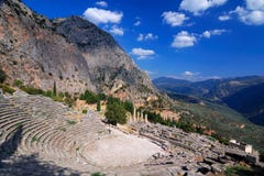 Delphi Ancient Ruins, Parnassus Mountains, Greece Royalty Free Stock Photography Delphi Ancient Ruins, Parnassus Mountains, Greece Royalty Free Stock Photography
