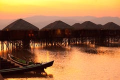 Deluxe hotel on Inle Lake, Myanmar royalty free stock photography Deluxe hotel on Inle Lake, Myanmar royalty free stock photography