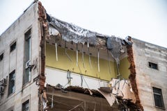 Demolition of a building with floors fragment. Destroyed structure, broken floors. stock photography Demolition of a building with floors fragment. Destroyed structure, broken floors. stock photography