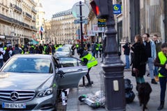 Demonstration of `Gilets Jaunes` in Paris, France royalty free stock images Demonstration of `Gilets Jaunes` in Paris, France royalty free stock images