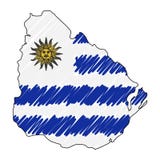 Den drog Uruguay översiktshanden skissar r Lands?versikt f?r royaltyfri illustrationer Den drog Uruguay översiktshanden skissar r Lands?versikt f?r royaltyfri illustrationer