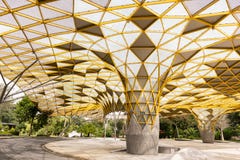 Den geometriska modellen av paviljongen i den botaniska Perdanaen parkerar, Kuala Lumpur arkivfoto Den geometriska modellen av paviljongen i den botaniska Perdanaen parkerar, Kuala Lumpur arkivfoto