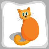 Den gulliga röda katten ser över skuldra vektor illustrationer Den gulliga röda katten ser över skuldra vektor illustrationer