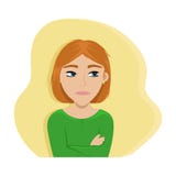 Den ilskna flickan korsade hennes armar Plan vektorillustration sinnesr?relser vektor illustrationer Den ilskna flickan korsade hennes armar Plan vektorillustration sinnesr?relser vektor illustrationer