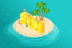 Den isometriska tecknad filmfolkvektorn, ställde in 3d flickan i baddräkter, begrepp på illustration för vektor för sommar för so royaltyfri illustrationer Den isometriska tecknad filmfolkvektorn, ställde in 3d flickan i baddräkter, begrepp på illustration för vektor för sommar för so royaltyfri illustrationer
