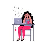 Den lyckade flickafreelanceren arbetar hemma också vektor för coreldrawillustration vektor illustrationer Den lyckade flickafreelanceren arbetar hemma också vektor för coreldrawillustration vektor illustrationer