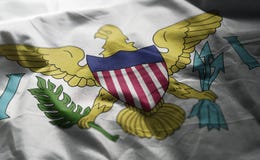 Den United States Virgin Islands flaggan rufsade till upp nära royaltyfria foton Den United States Virgin Islands flaggan rufsade till upp nära royaltyfria foton